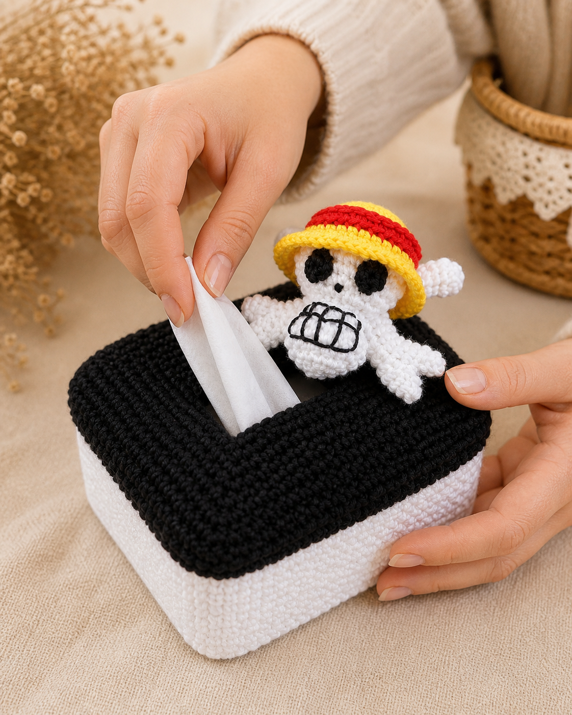 Cache boîte à mouchoirs carré thème pirate