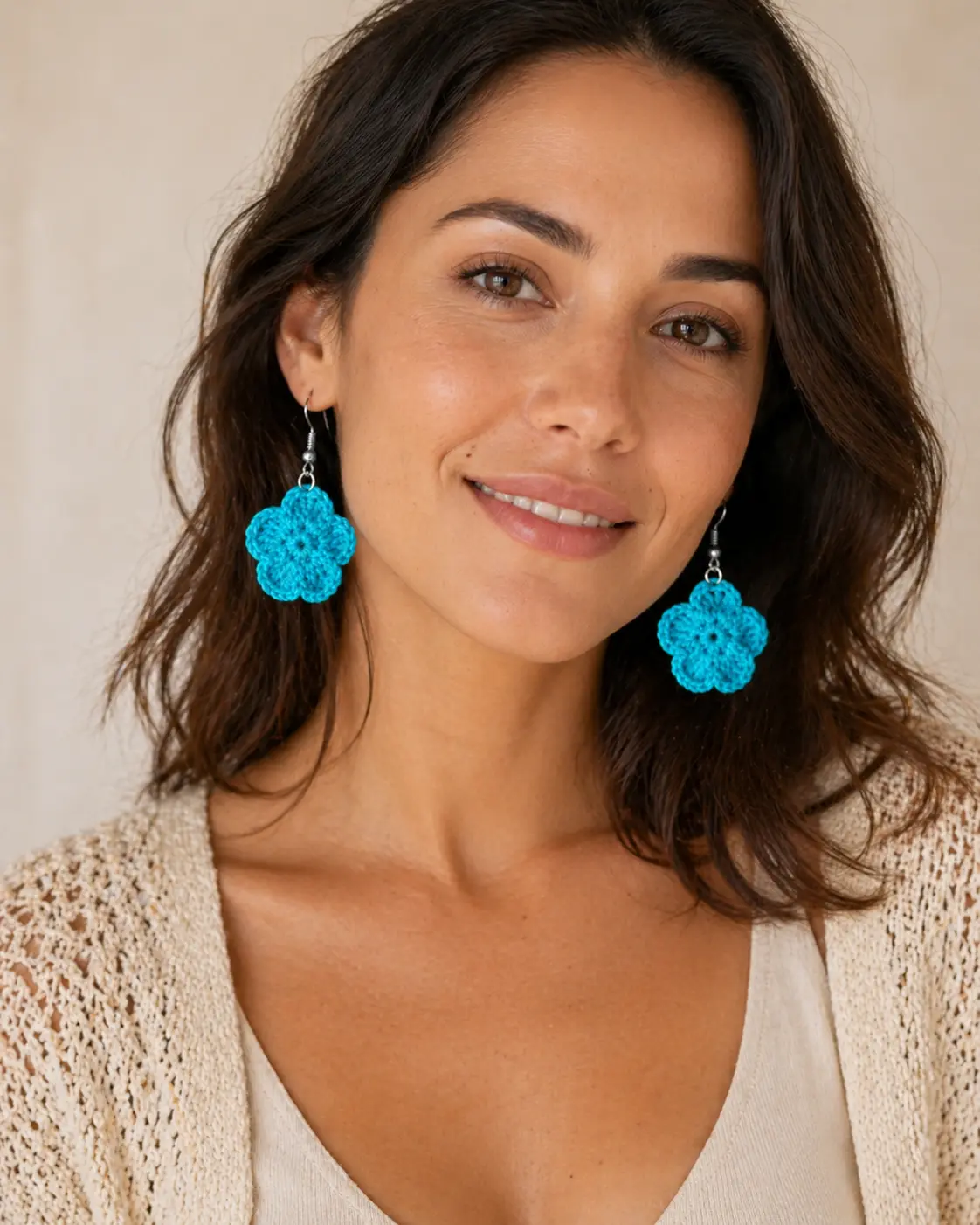 Boucles d’oreilles fleur bleue