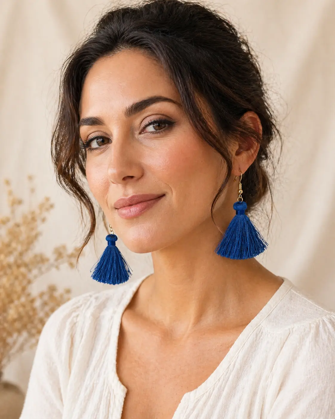 Boucles d’oreilles pompon bleues