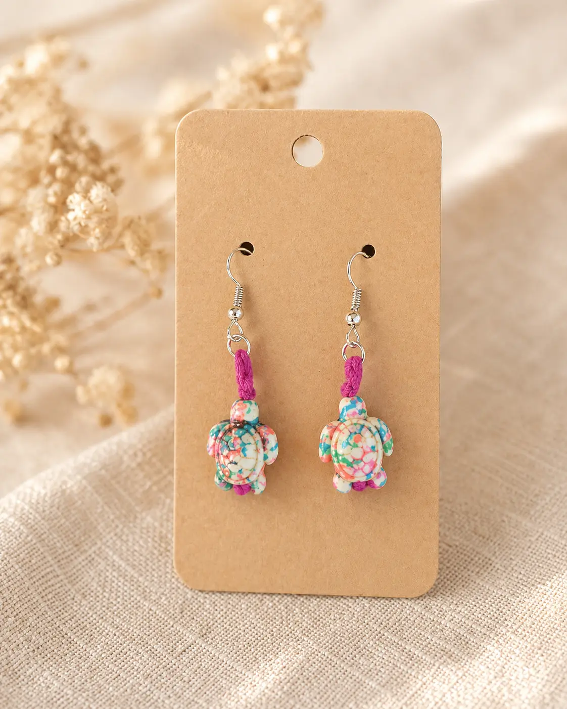 Boucles d’oreilles tortue multicolores
