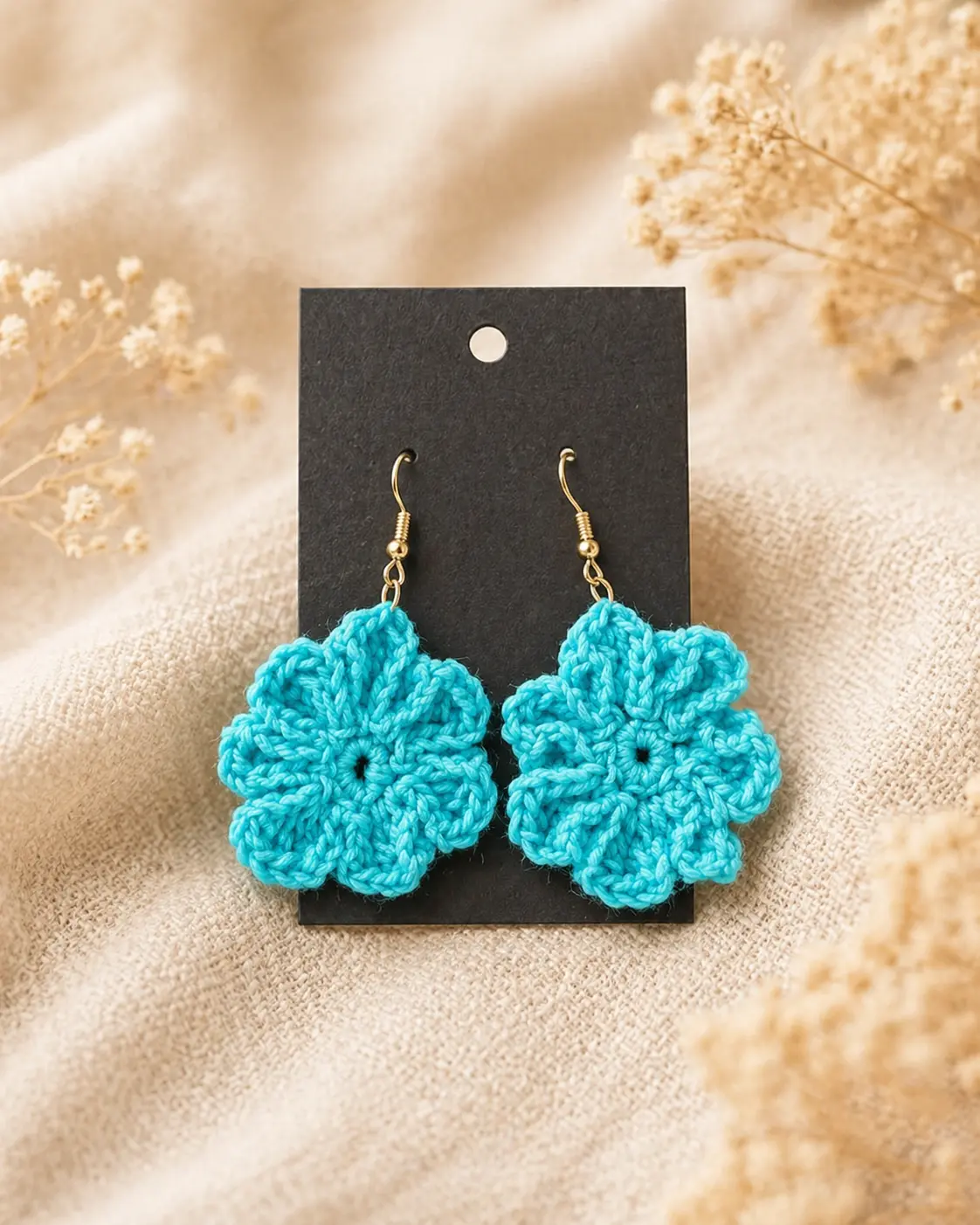 Boucles d’oreilles turquoise 7 feuilles