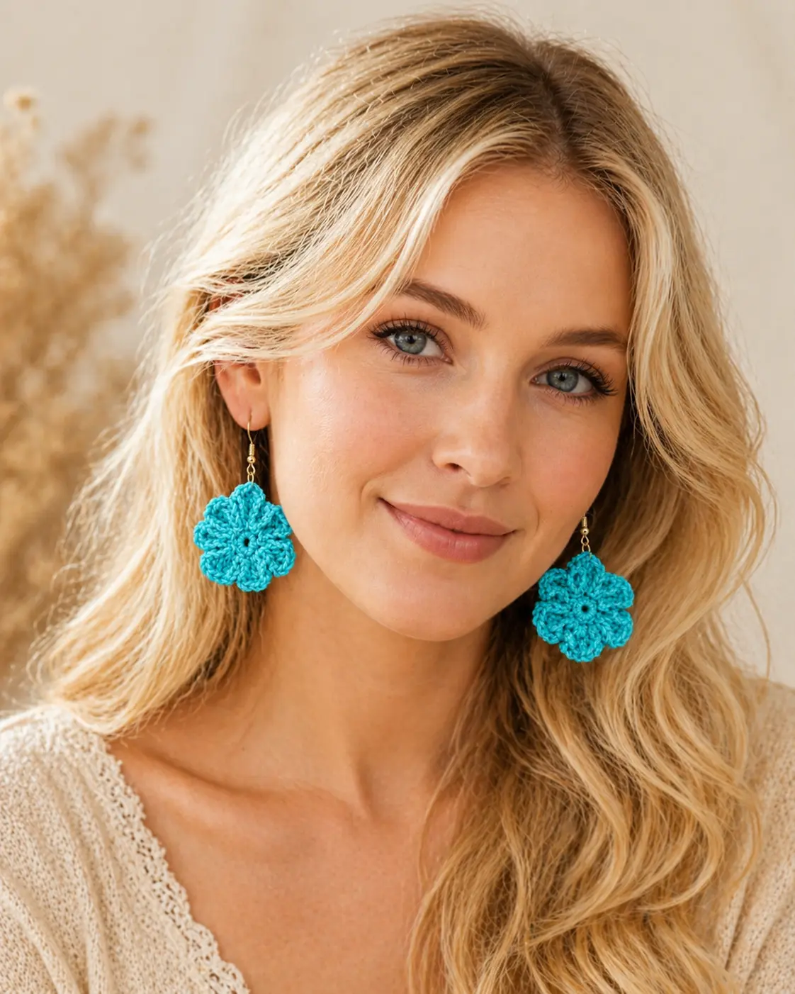 Boucles d’oreilles turquoise 7 feuilles