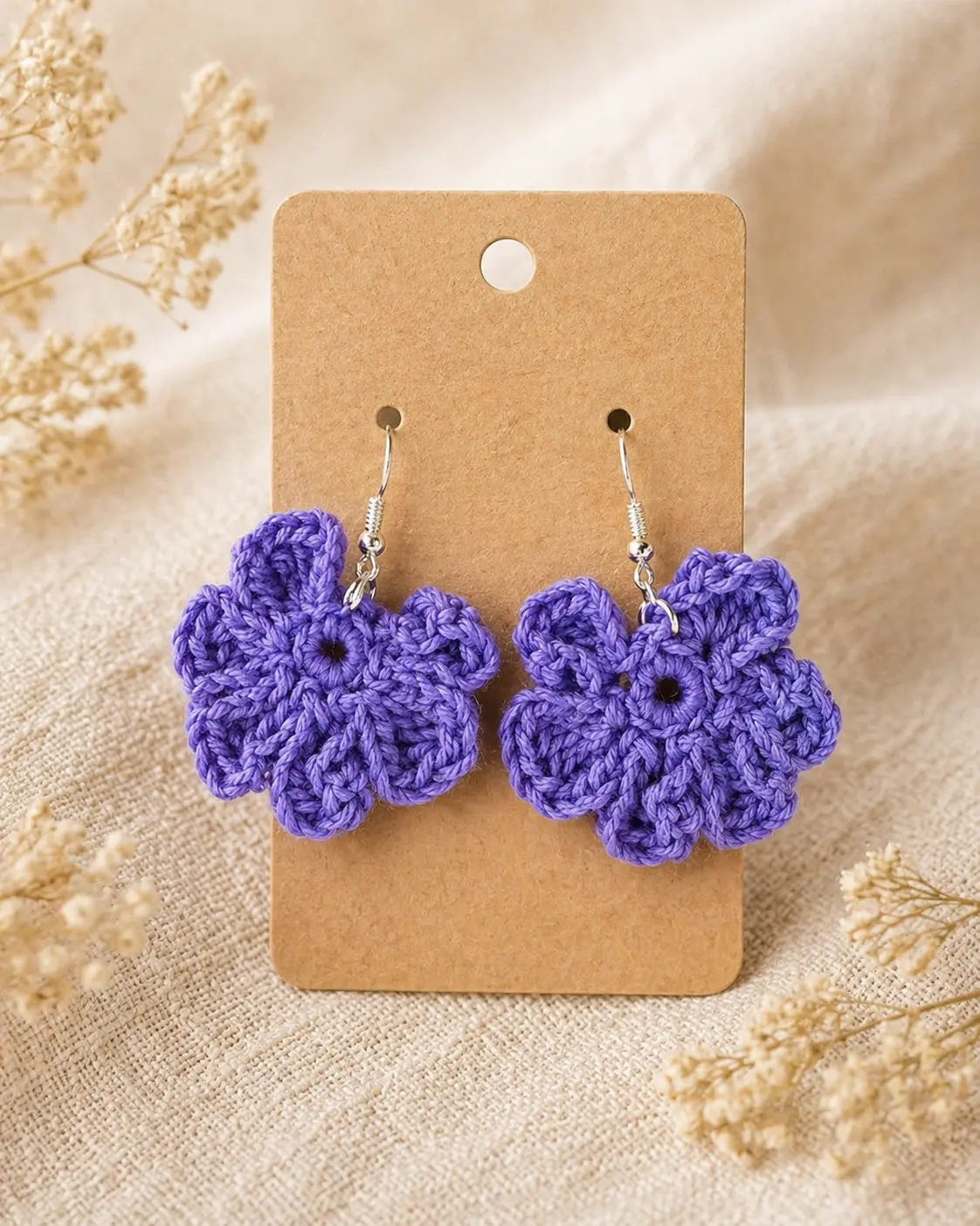 Boucles d’oreilles fleur violette