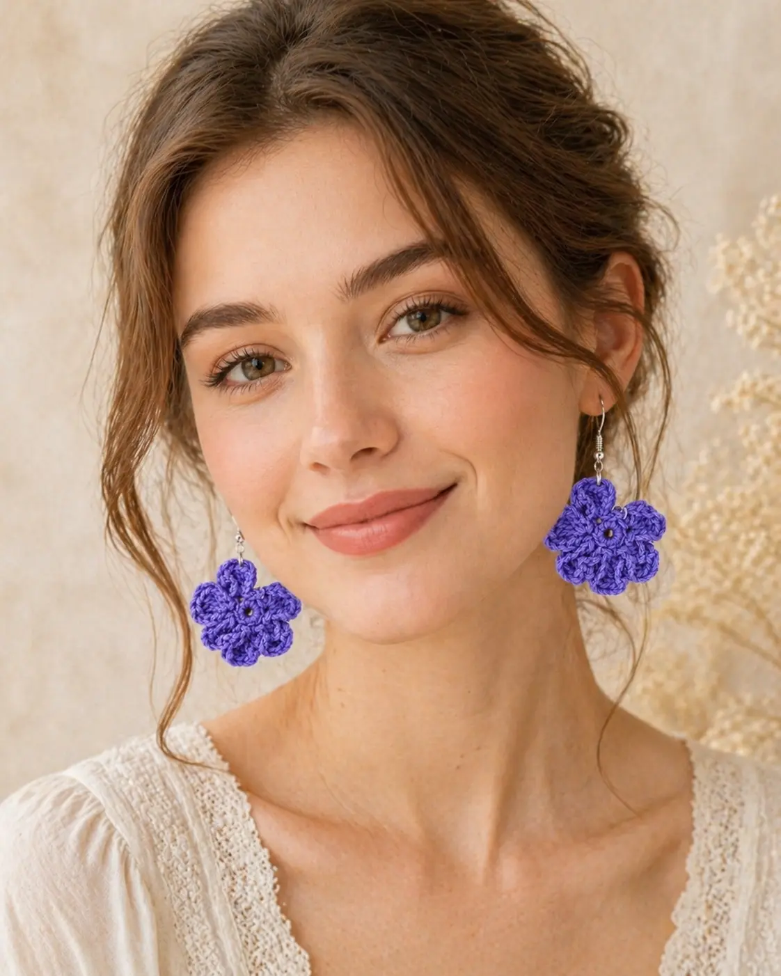 Boucles d’oreilles fleur violette