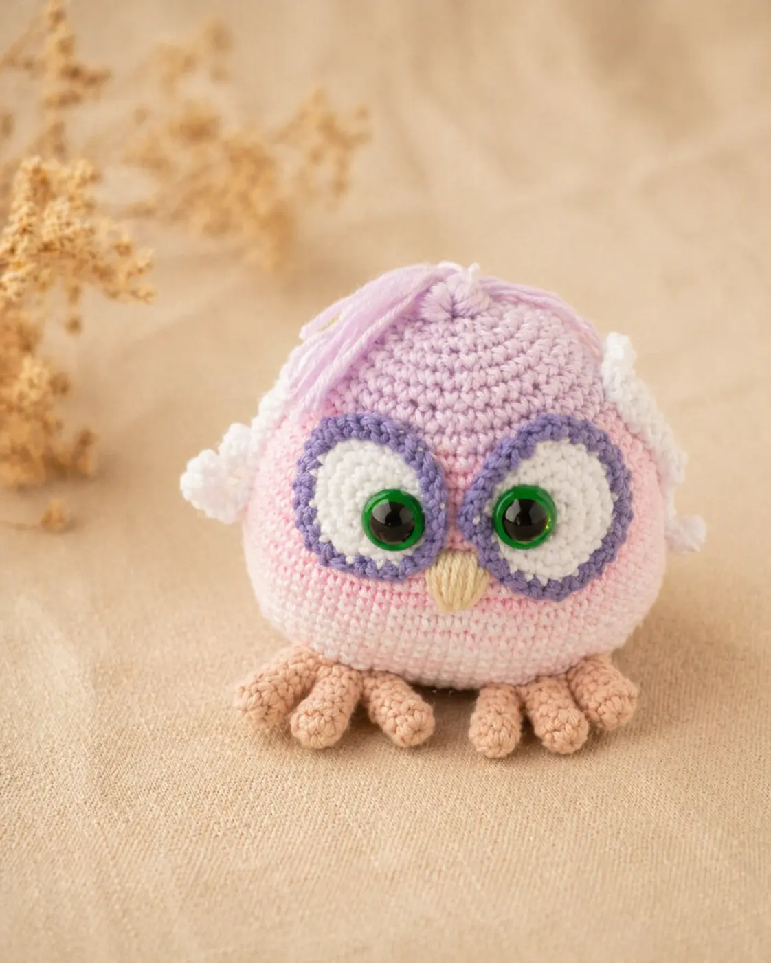 Doudou hibou pastel