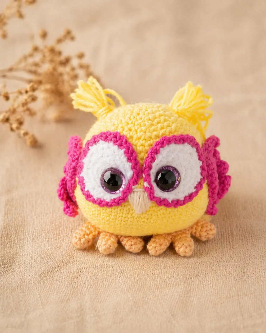 Doudou hibou jaune