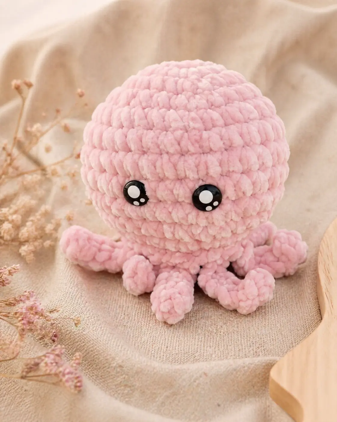 Doudou poulpe rose en coton